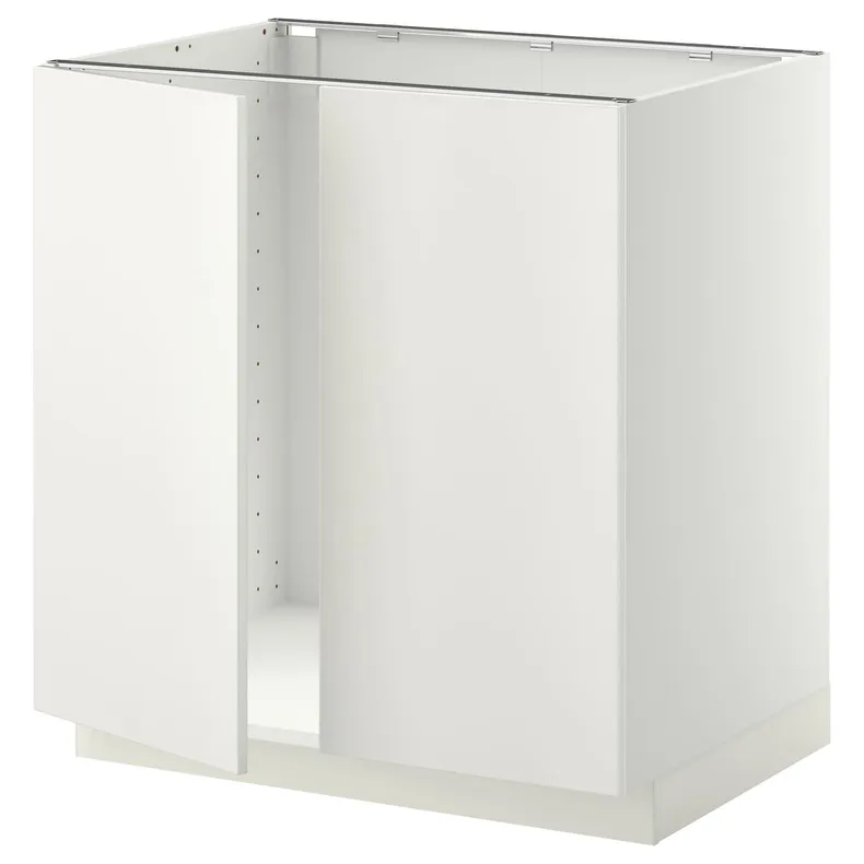 IKEA METOD МЕТОД, підлогова шафа для мийки+2 дверцят, білий / ВЕДДІНГЕ білий, 80x60 см 994.564.30 фото №1