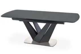 Обідній стіл розкладний HALMAR PATRIZIO 160-200x90 см, стільниця - темний ясен, ніжка - чорна фото
