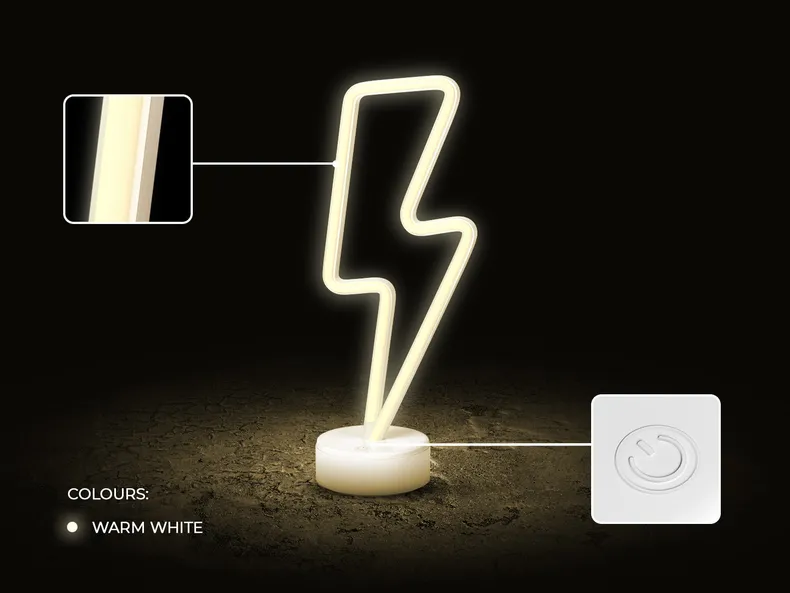 BRW Настольная лампа LED Lightning неоновая белая 093825 фото №3