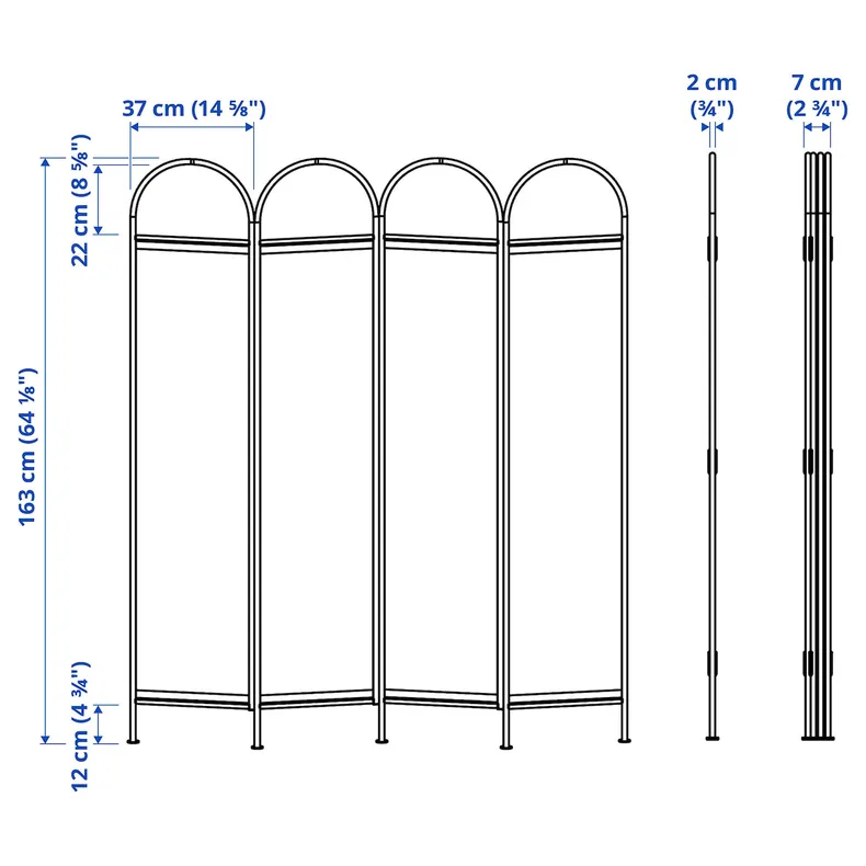 IKEA GRÅFJÄLLET ГРЭФЬЕЛЛЕТ, ширма, антрацит, 150x175 см 105.702.26 фото №10