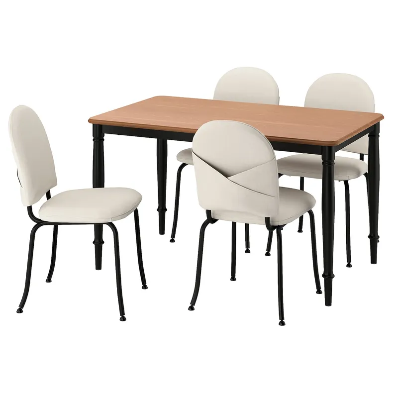 IKEA DANDERYD ДАНДЕРЮД / EBBALYCKE ЕББАЛЮККЕ, стіл+4 стільці, сосна чорна/ідекулла бежева, 130 см 595.680.81 фото №1