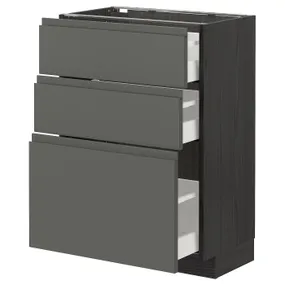 IKEA METOD МЕТОД / MAXIMERA МАКСИМЕРА, напольный шкаф с 3 ящиками, черный / Воксторп темно-серый, 60x37 см 493.110.86 фото