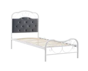 Ліжко односпальне HALMAR FABRIZIA 90x200 см, сірий/білий фото