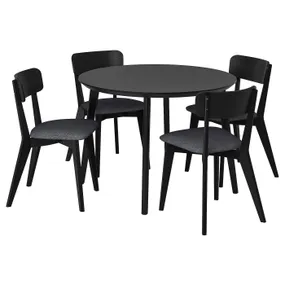 IKEA LISABO ЛІСАБО / LISABO ЛІСАБО, стіл+4 стільці, чорний/Tallmyra чорний/сірий, 105 см 795.549.07 фото