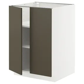 IKEA METOD МЕТОД, напольный шкаф с полками/2дверцами, белый/гавсторпский коричневый/бежевый, 60x60 см 495.584.74 фото