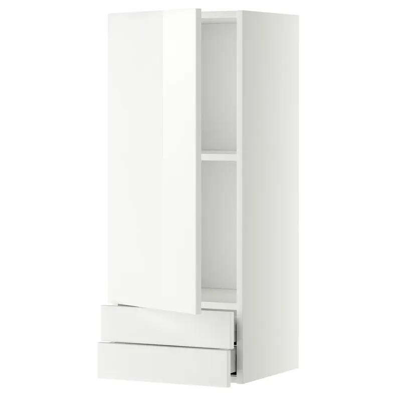 IKEA METOD МЕТОД / MAXIMERA МАКСИМЕРА, навесной шкаф с дверцей / 2 ящика, белый / Рингхульт белый, 40x100 см 694.556.63 фото №1