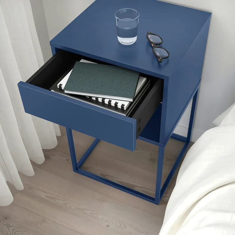 IKEA VIKHAMMER ВІКХАММЕР, приліжковий столик, синій, 40x39 см 705.838.29 фото №7