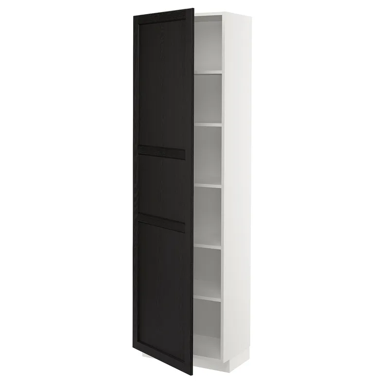 IKEA METOD МЕТОД, высокий шкаф с полками, белый / Лерхиттан с черными пятнами, 60x37x200 см 294.625.66 фото №1