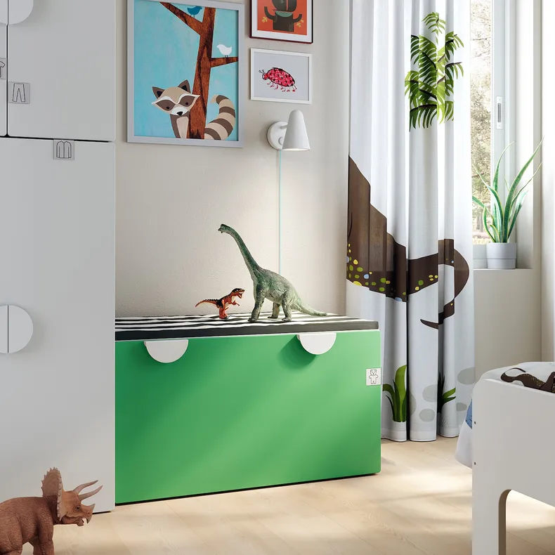IKEA SMÅSTAD СМОСТАД, скамья с отделением для игрушек, белый / зелёный, 90x52x48 см 493.891.60 фото №2