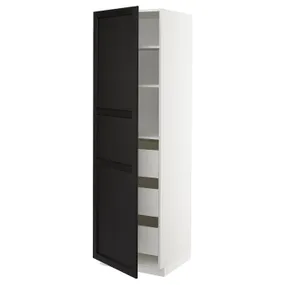 IKEA METOD МЕТОД / MAXIMERA МАКСИМЕРА, высокий шкаф с ящиками, белый / Лерхиттан с черными пятнами, 60x60x200 см 093.700.25 фото