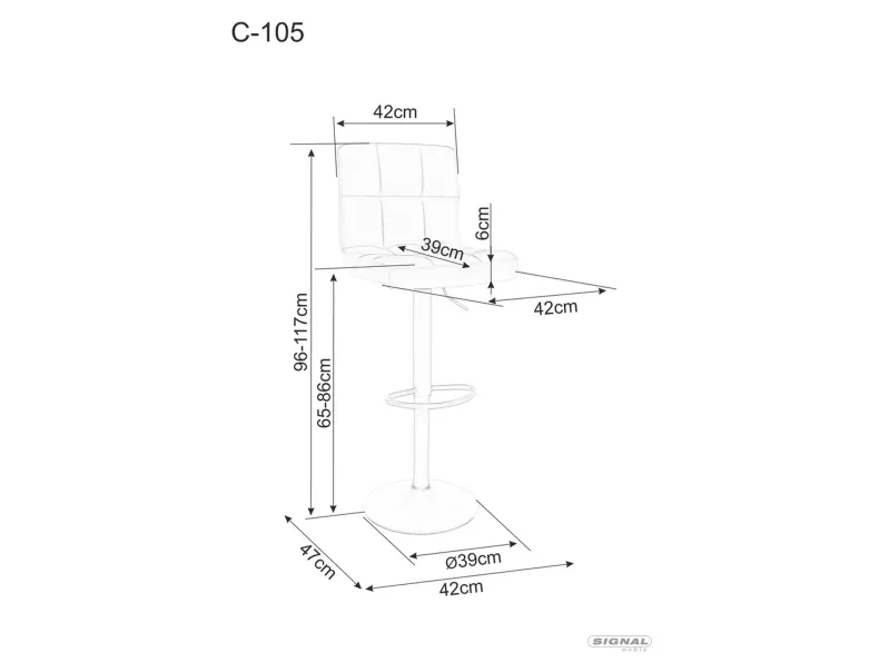 Барный стул / хокер бархатный SIGNAL C105 Velvet, Bluvel 40 - темно-бежевый / матовый черный фото №2