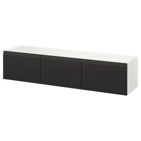 IKEA BESTÅ БЕСТО, тумба под ТВ, с дверцами, белый/Хаммарсмед антрацит, 180x42x38 см 395.693.31 фото