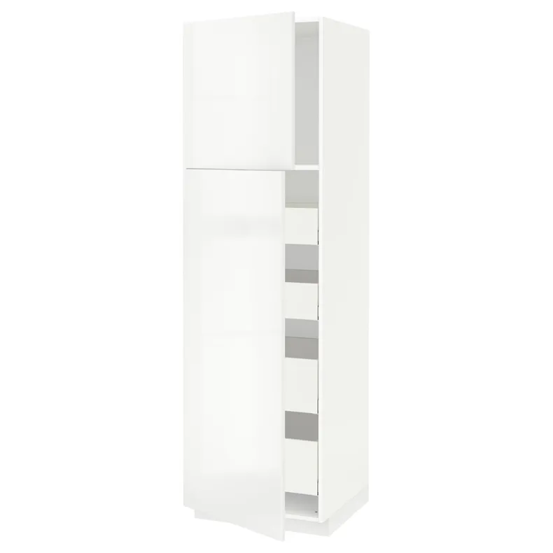 IKEA METOD МЕТОД / MAXIMERA МАКСИМЕРА, высокий шкаф / 2дверцы / 4ящика, белый / Рингхульт белый, 60x60x200 см 894.602.39 фото №1