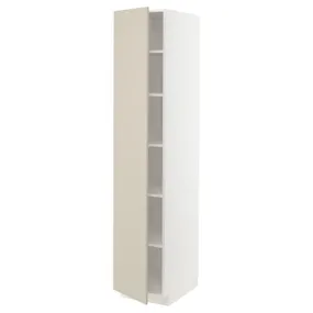 IKEA METOD МЕТОД, высокий шкаф с полками, белый / гавсторпский бежевый, 40x60x200 см 094.629.73 фото