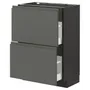 IKEA METOD МЕТОД / MAXIMERA МАКСИМЕРА, напольный шкаф с 2 ящиками, черный / Воксторп темно-серый, 60x37 см 293.110.30 фото