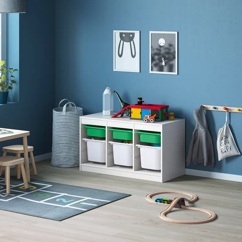 IKEA TROFAST ТРУФАСТ, комбінація для зберіган +контейнери, білий зелений/білий, 99x44x56 см 193.355.31 фото №2
