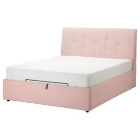 IKEA IDANÄS ІДАНЕС, ліжко з підіймальн механізм і оббив, Gunnared блідо-рожевий, 160x200 см 504.589.73 фото