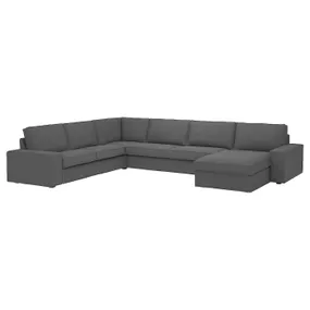 IKEA KIVIK КИВИК, угл диван, 6-местный диван+козетка, Талмира средне-серая 994.846.97 фото
