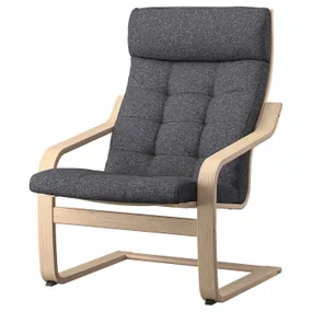 IKEA POÄNG ПОЭНГ, кресло, Шпон дуба, окрашенный в белый / темно-серый цвет 995.020.74 фото
