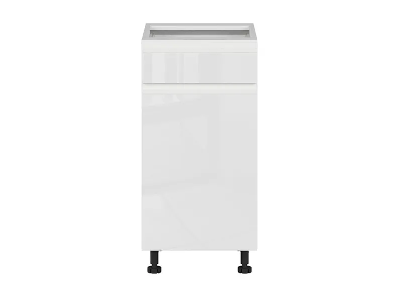 BRW Левосторонний кухонный шкаф Sole 40 см с выдвижными ящиками soft-close белый глянец, альпийский белый/глянцевый белый FH_D1S_40/82_L/STB-BAL/BIP фото №1