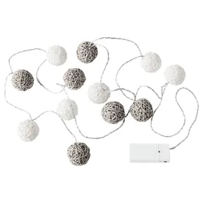 IKEA LIVSÅR ЛІВСОР, LED гірлянда, 12 ламп, для інтер'єру/змішувача сірий/білий 504.213.57 фото