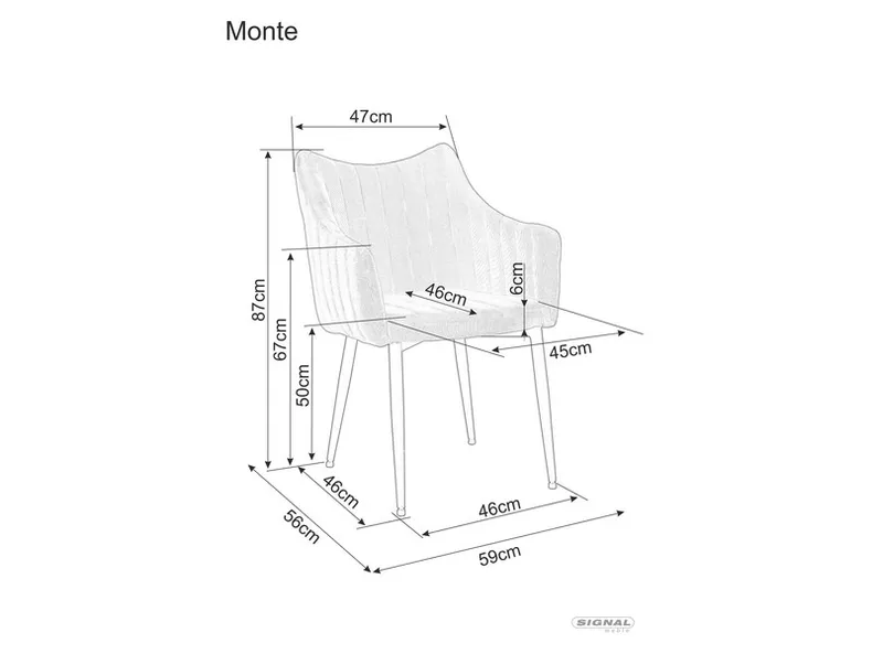 Кухонный стул SIGNAL MONTE Sztruks Velvet , Bluvel 23 - крем фото №3