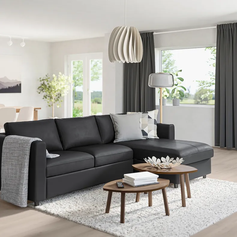 IKEA VIMLE ВИМЛЕ, 3-местный диван, с шезлонгом / Гранн / Бомстад черный 893.066.86 фото №2