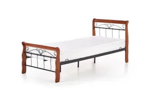Кровать односпальная HALMAR VERONICA 90x200 см вишня антик/черный фото
