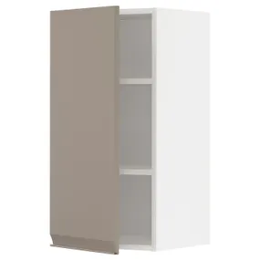 IKEA METOD МЕТОД, навесной шкаф с полками, белый / матовый темно-бежевый, 40x80 см 794.915.52 фото