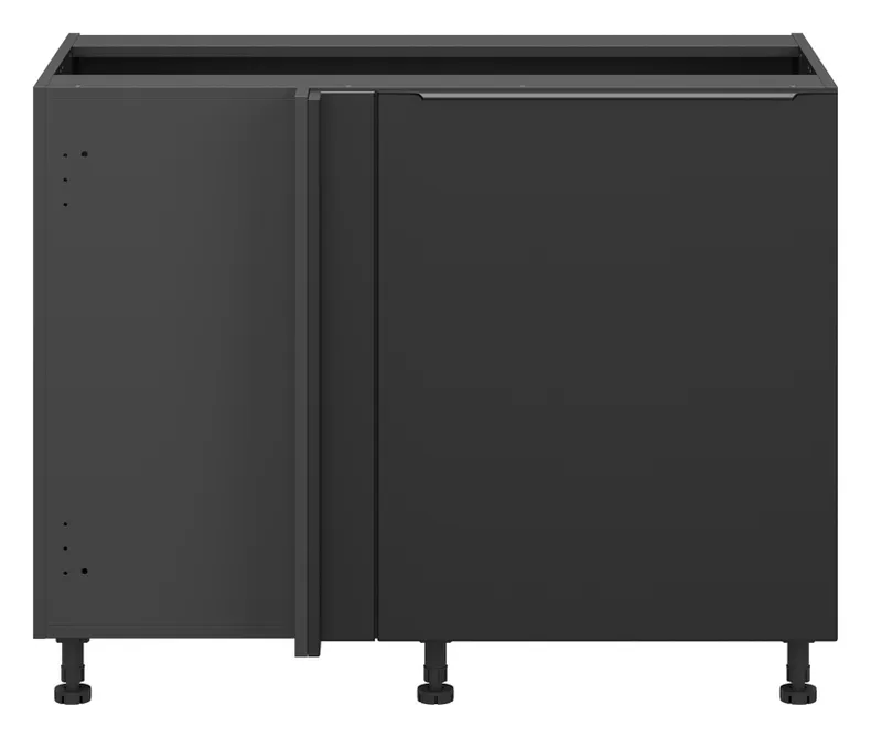 BRW Кутова кухонна шафа L6 ліва чорна матова вбудовується в кут 125x82см, чорний/чорний матовий FM_DNW_125/82/65_L/B-CA/CAM фото №1