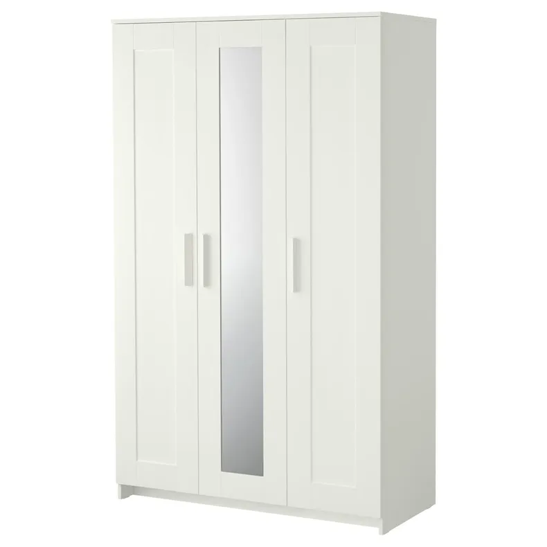 IKEA BRIMNES БРІМНЕС, гардероб із 3 дверцятами, білий, 117x190 см 404.079.22 фото №1