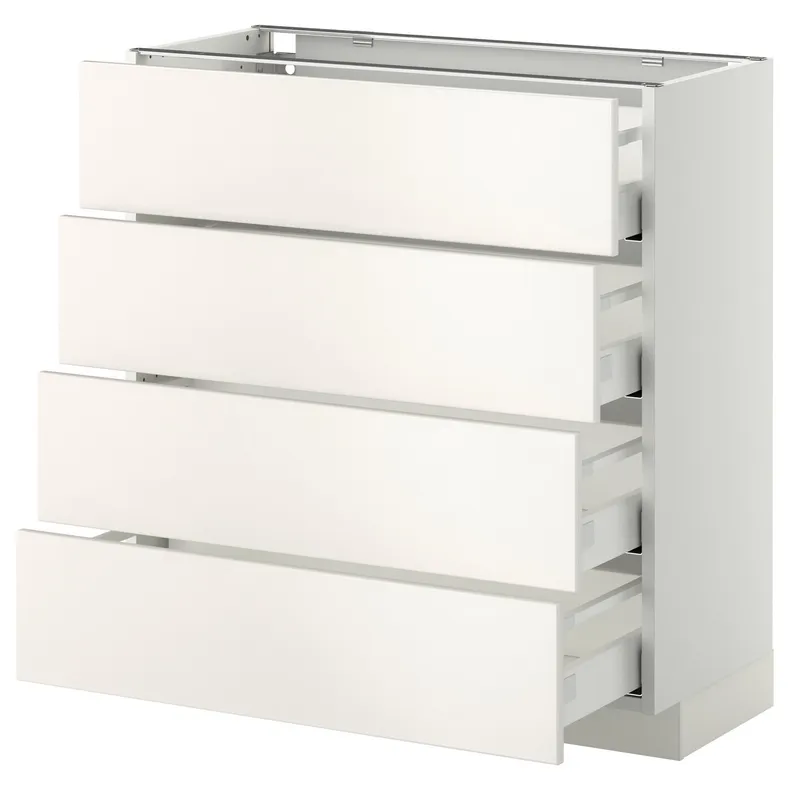 IKEA METOD МЕТОД / MAXIMERA МАКСИМЕРА, напольн шкаф 4 фронт панели / 4 ящика, белый / белый, 80x37 см 790.264.98 фото №1