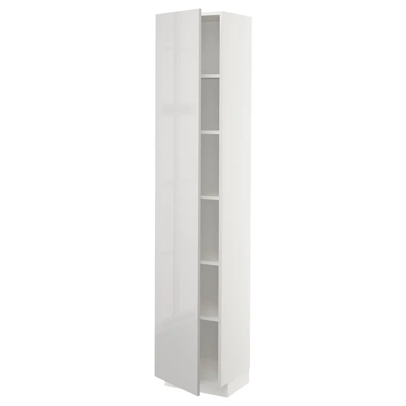IKEA METOD МЕТОД, высокий шкаф с полками, белый / светло-серый, 40x37x200 см 594.673.60 фото №1