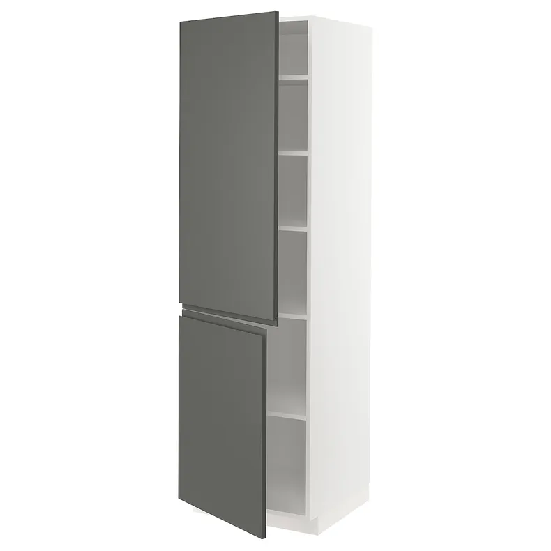 IKEA METOD МЕТОД, высокий шкаф с полками / 2 дверцы, белый / Воксторп темно-серый, 60x60x200 см 494.611.94 фото №1