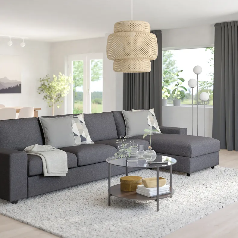 IKEA VIMLE ВИМЛЕ, 4-местный диван с козеткой, с широкими подлокотниками / средне-серый цвет 294.017.66 фото №2