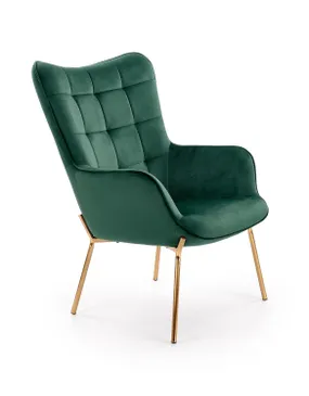 Крісло для дому HALMAR CASTEL 2 золото / темно-зелений фото