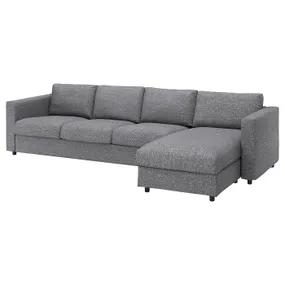 IKEA VIMLE ВІМЛЕ, 4-місний диван, з шезлонгом/Lejde сіро-чорний 694.343.93 фото