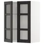 IKEA METOD МЕТОД, настінна шафа, полиці / 2 склх дверц, білий / ЛЕРХЮТТАН чорна морилка, 60x80 см 894.604.56 фото