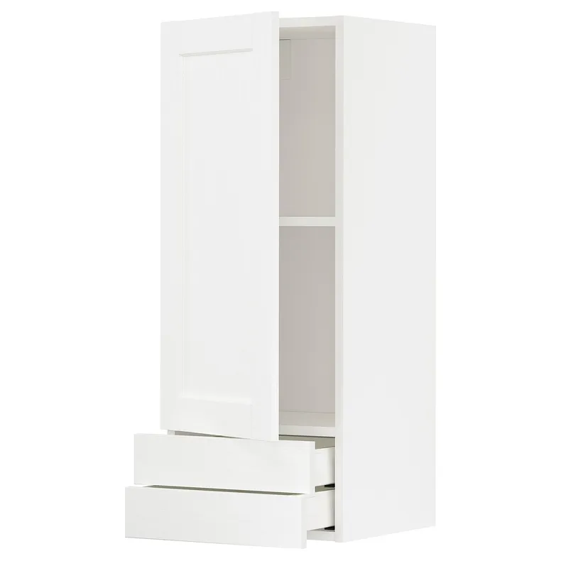 IKEA METOD МЕТОД / MAXIMERA МАКСИМЕРА, навесной шкаф с дверцей / 2 ящика, белый Энкёпинг / белая имитация дерева, 40x100 см 294.735.03 фото №1