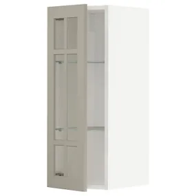 IKEA METOD МЕТОД, навісна шафа,полиці / скляні дверцята, білий / стенсундський бежевий, 30x80 см 194.681.06 фото