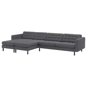 IKEA LANDSKRONA ЛАНДСКРУНА, 5-местный диван с козеткой, Окрашенный в темно-серый / деревянный / черный цвет 794.442.21 фото