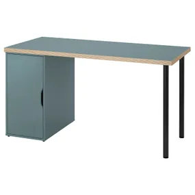 IKEA LAGKAPTEN ЛАГКАПТЕН / ALEX АЛЕКС, письменный стол, серо-бирюзовый / черный, 140x60 см 395.234.80 фото
