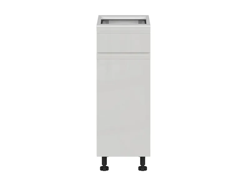 BRW Кухонный цокольный шкаф Sole 30 см левый с ящиками soft-close светло-серый глянец, альпийский белый/светло-серый глянец FH_D1S_30/82_L/STB-BAL/XRAL7047 фото №1