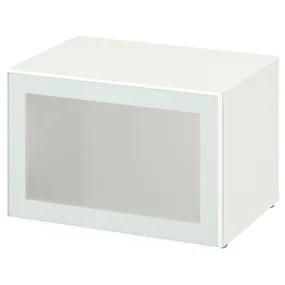 IKEA BESTÅ БЕСТО, секція полиць зі скляними дверцятам, біле скло glassvik/біле/салатовий матове скло, 60x42x38 см 294.891.13 фото