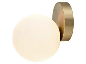 BRW Настінний світильник для ванної зі сталі та скла Ice Ball біло-золотий 083954 фото