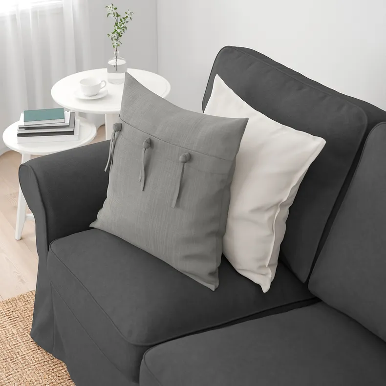 IKEA EKTORP ЭКТОРП, 3-местный диван, с шезлонгом/Tallmyra средний серый 594.305.50 фото №2