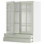 IKEA METOD МЕТОД / MAXIMERA МАКСИМЕРА, навесной шкаф / 2 стекл двери / 2 ящика, белый / светло-зеленый, 80x100 см 794.862.06 фото