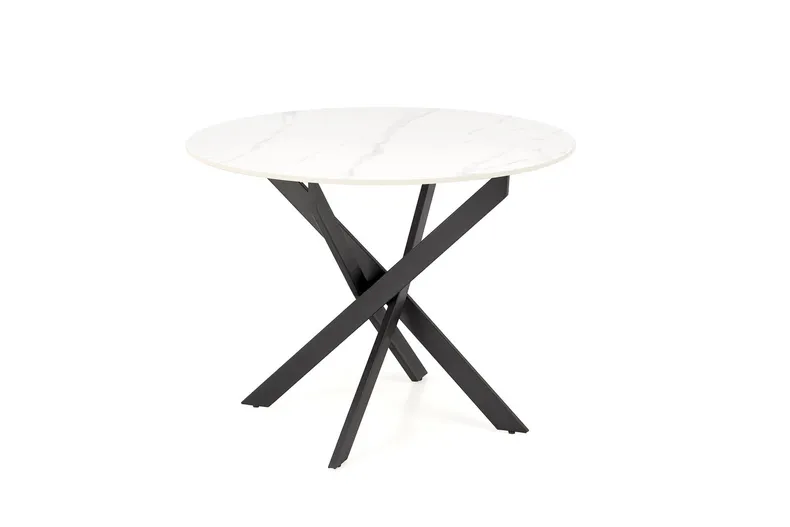 Стол обеденный круглый HALMAR EDGAR 100х100 см, столешница - белый мрамор, ножки - черные фото №1