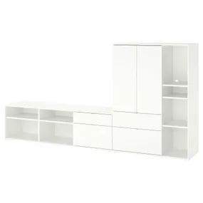 IKEA VIHALS ВИХАЛС, комбинация для хранения / под ТВ, белый, 285x37x140 см 195.211.75 фото