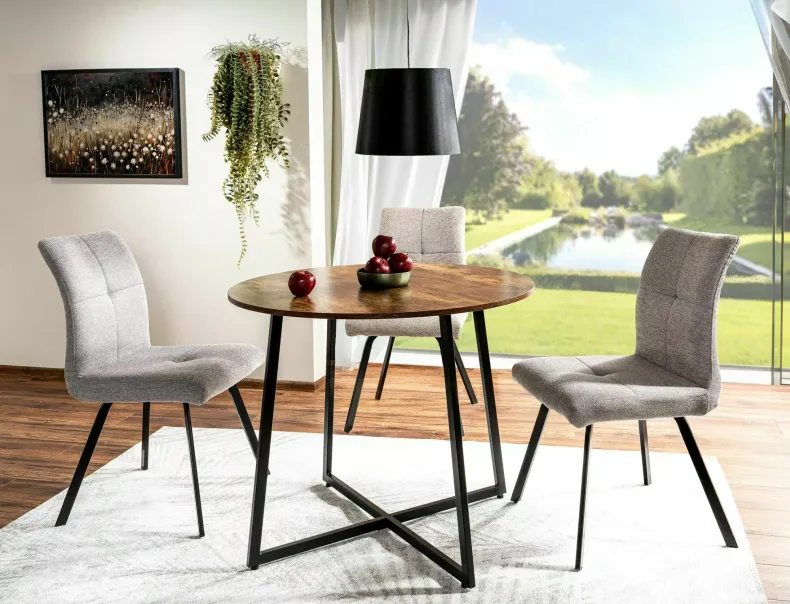 Стол обеденный SIGNAL LUNA 90 см, бронзовый рустик / черный фото №2